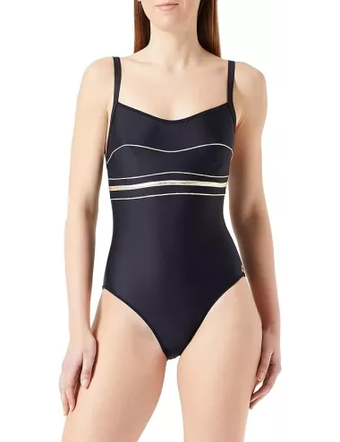 Maillot de bain menstruel femme 1 pièce noir liseré doré