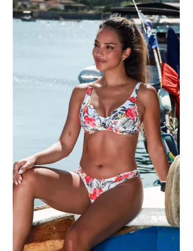 Maillot de bain femme 2 pièces imprimé floral bonnet D