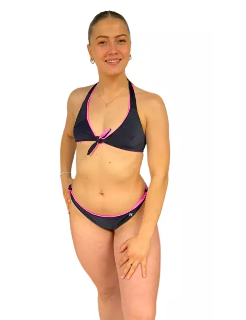 Maillot de Bain 2 Pièces Réversible Noir & Rose Fluo