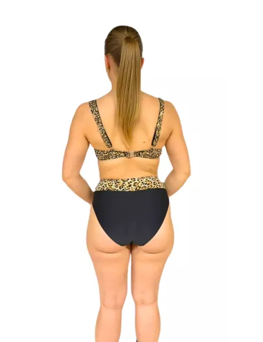 Maillot de Bain 2 Pièces Bonnet E Léopard & Noir