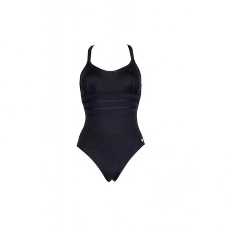 Maillot de bain 1 pièce dos nu et fines bretelles croisées uni noir