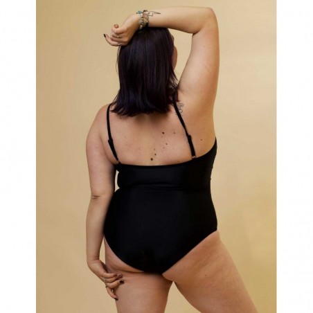 Maillot de bain menstruel femme 1 pièce noir liseré doré