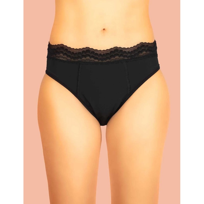 Culotte menstruelle taille haute dentelle flux léger Rose